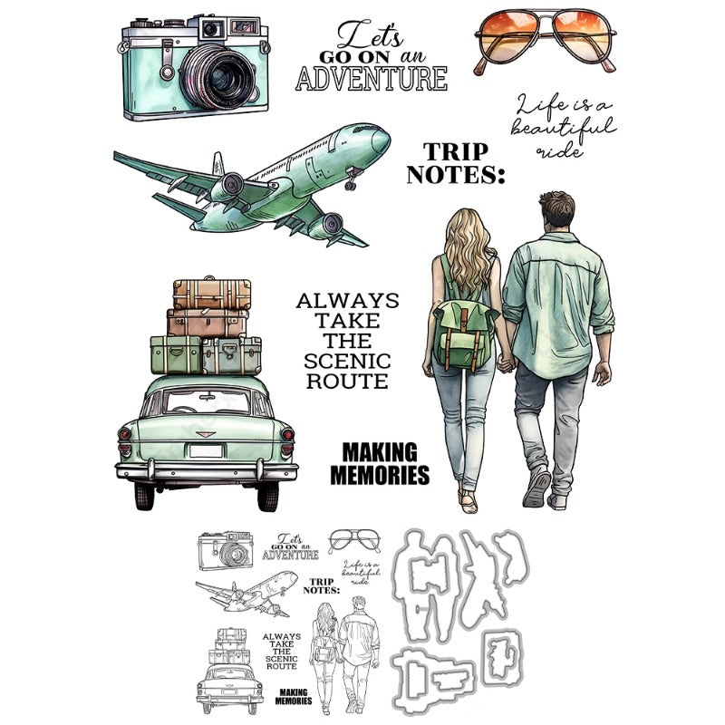 Couple Travel Dies & Stamps Set