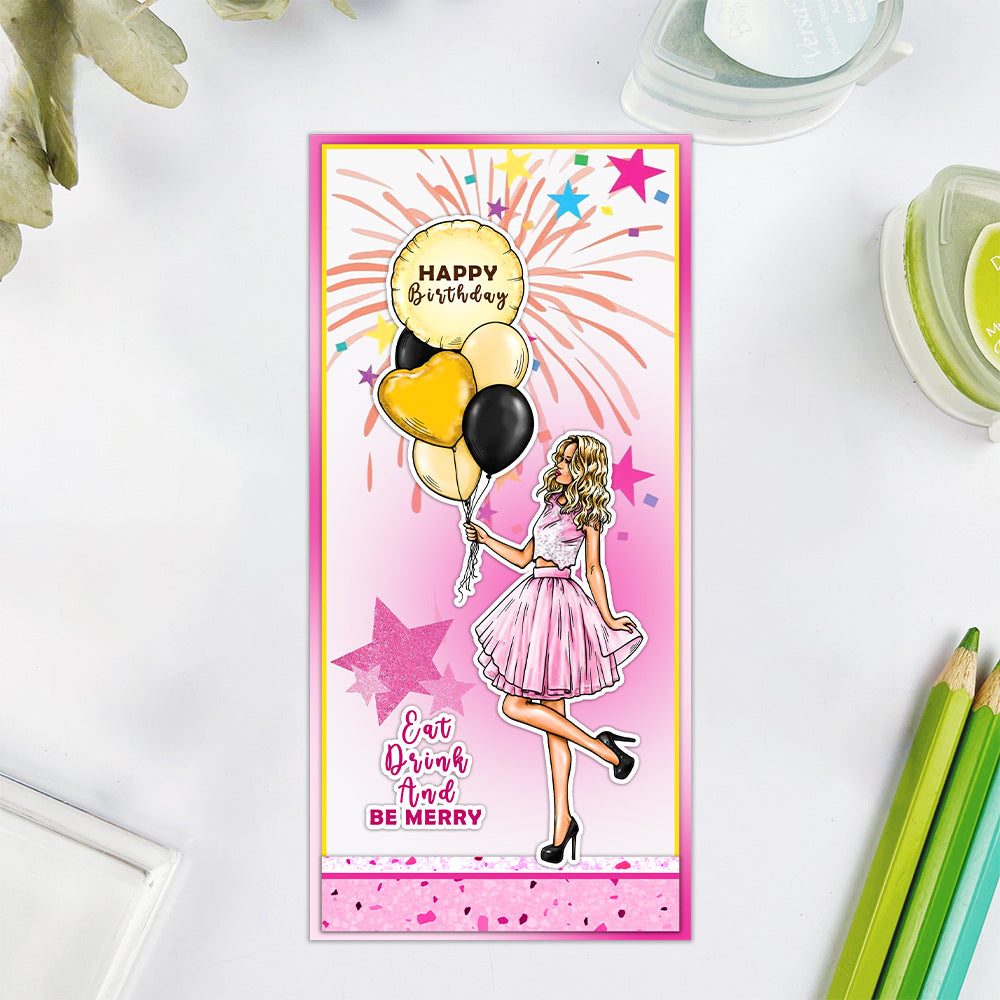 Birthday Balloon Girl Dies & Stamps Set