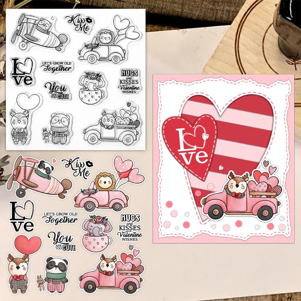 Valentine's Day Animals and Cars Clear Stamps