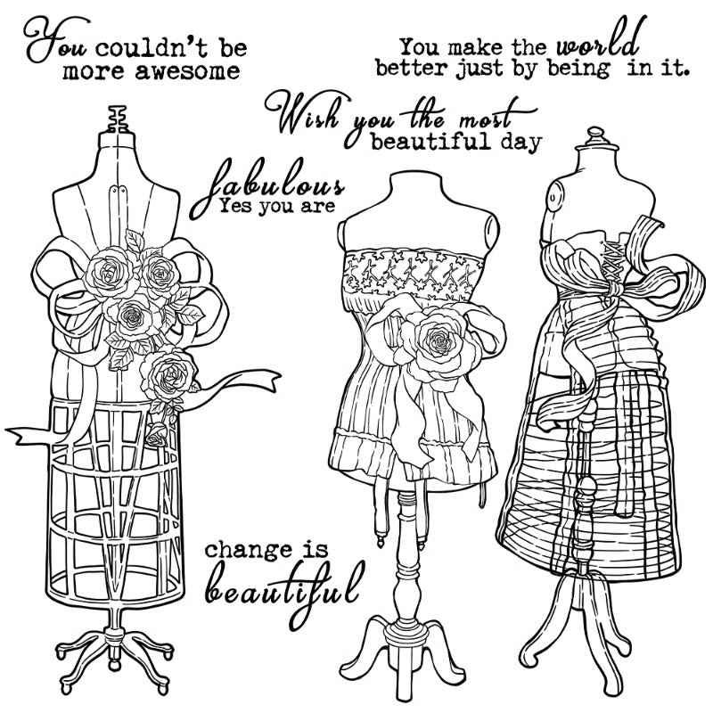 Sewing Dress On Hanger Dies & Stamps Set