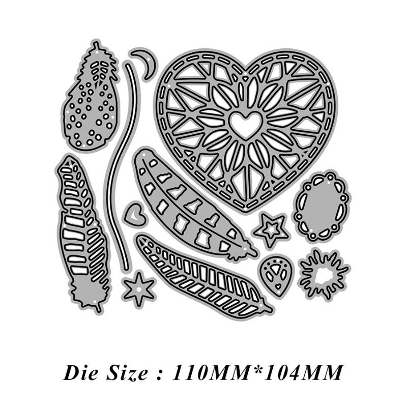Feather Heart DIY Metal Cutting Dies