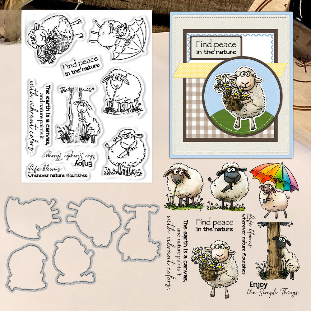Lamb Eating Grass Dies & Stamps Set