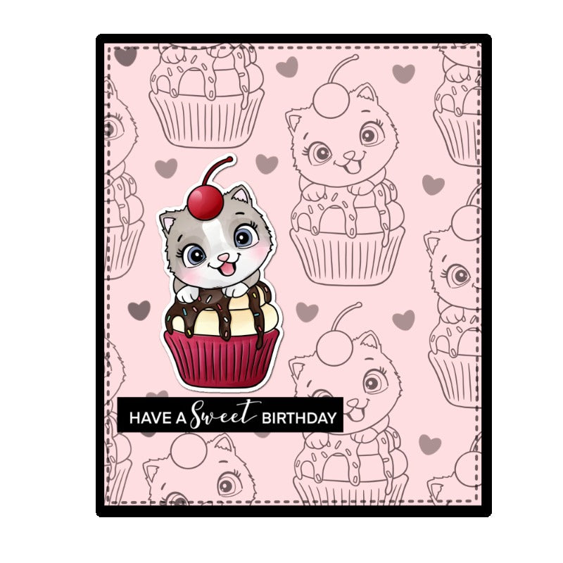 Cute Kitten Cupcakes Dies & Stamps Set