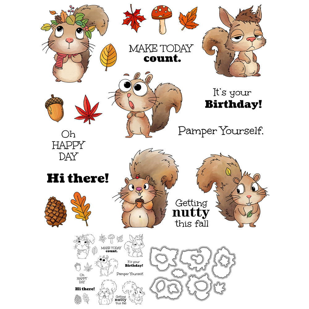 Autumn Squirrel Dies & Stamps Set