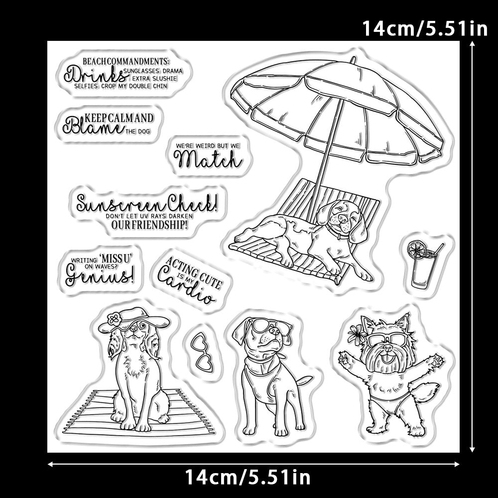 Puppy Beach Vacation Clear Stamps
