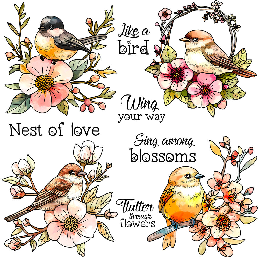 Flowers and Birds Clear Stamps
