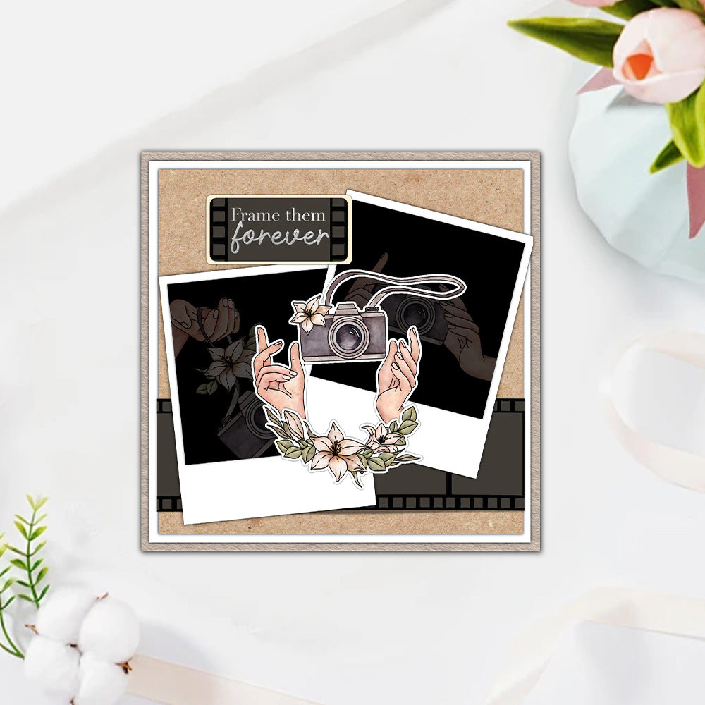 Retro Camera Flowers Clear Stamps