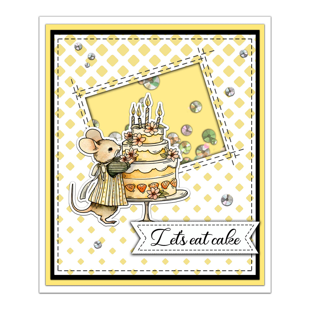 Cute Mouse Birthday Cake Dies & Stamps Set