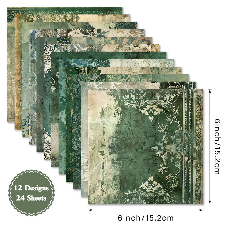 24PCS 6" Mossleaf Scrapbook Paper & Cardstock