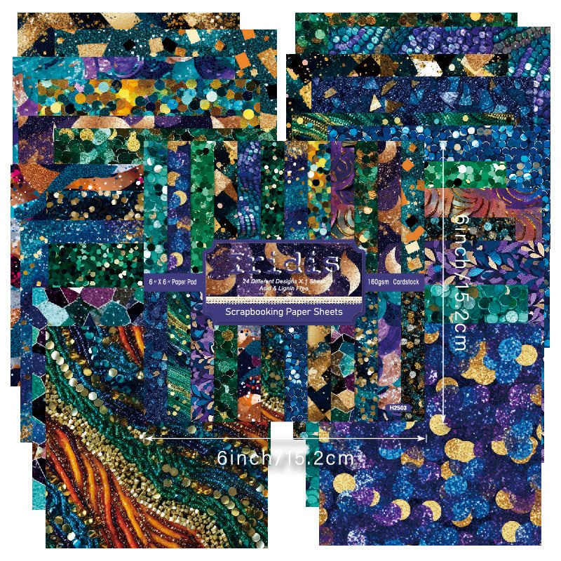 24PCS 6" Iridis Scrapbook Paper & Cardstock