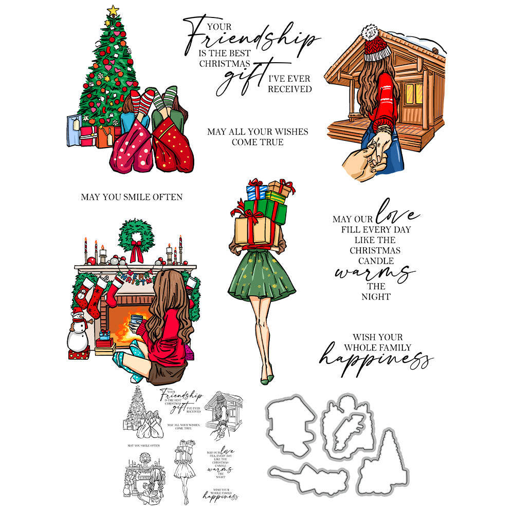 Christmas Girl Dies & Stamps Set