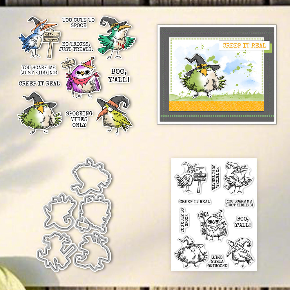 Halloween Cute Birds Dies & Stamps Set