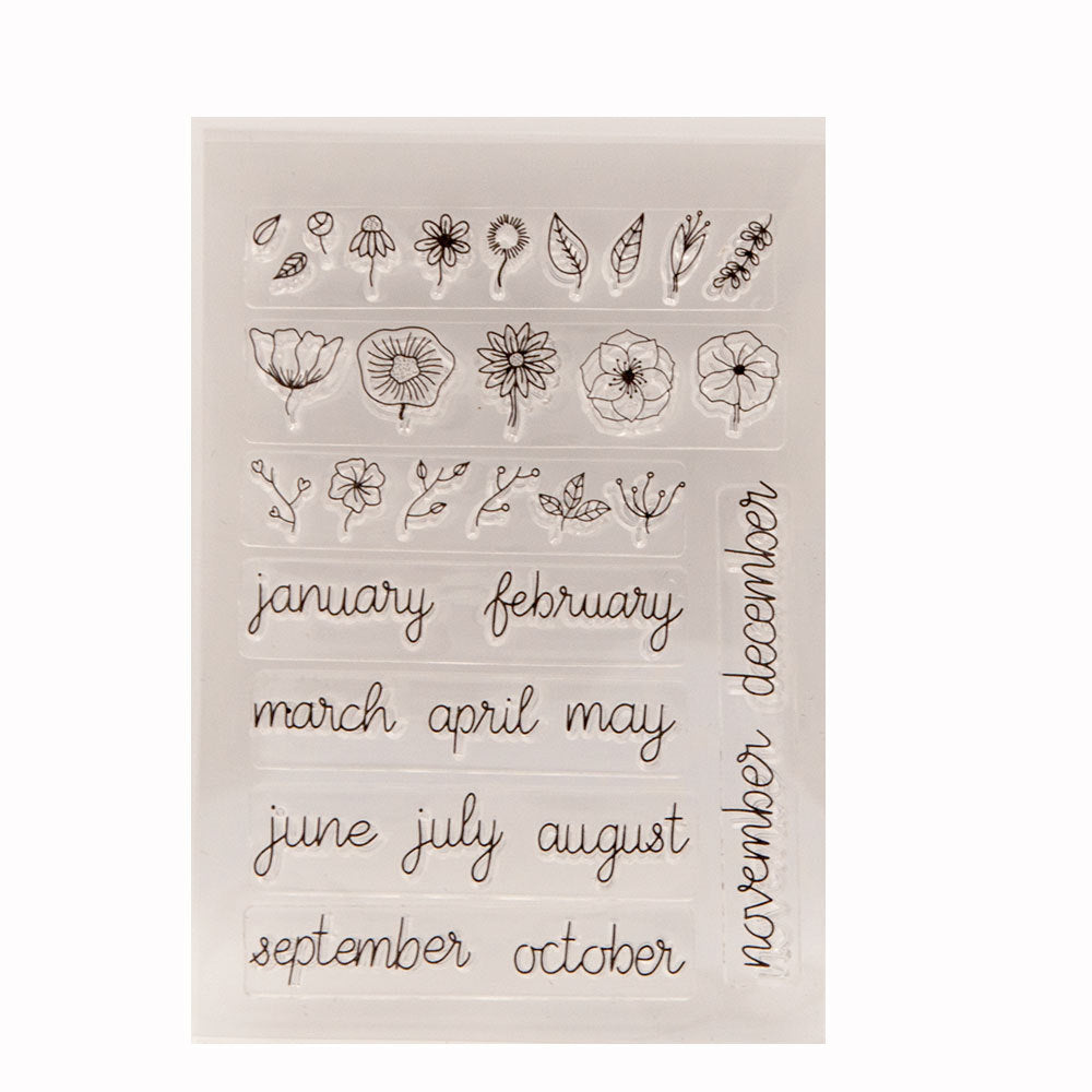 Words Flowers and Leaves Clear Stamps