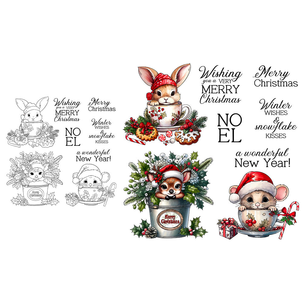 Christmas Animal Mugs Clear Stamps