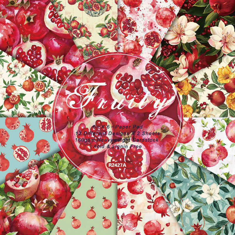 24PCS 6" Fruity Scrapbook Paper & Cardstock