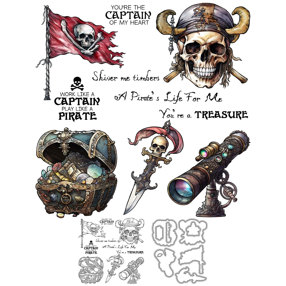 Skeleton Pirate Treasure Dies & Stamps Set