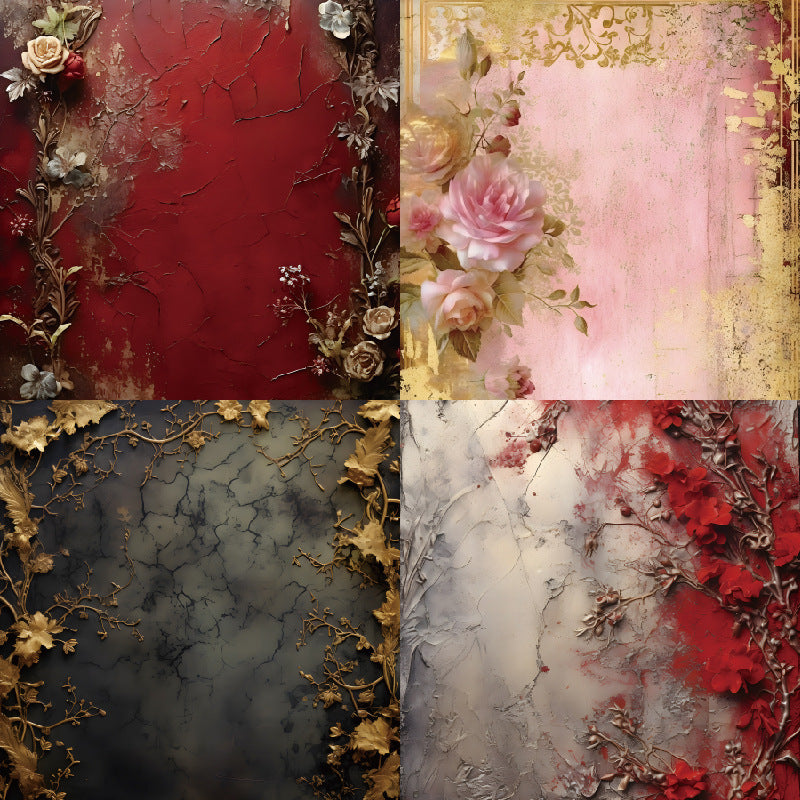 24PCS 6" Embossed Roses Scrapbook Paper & Cardstock