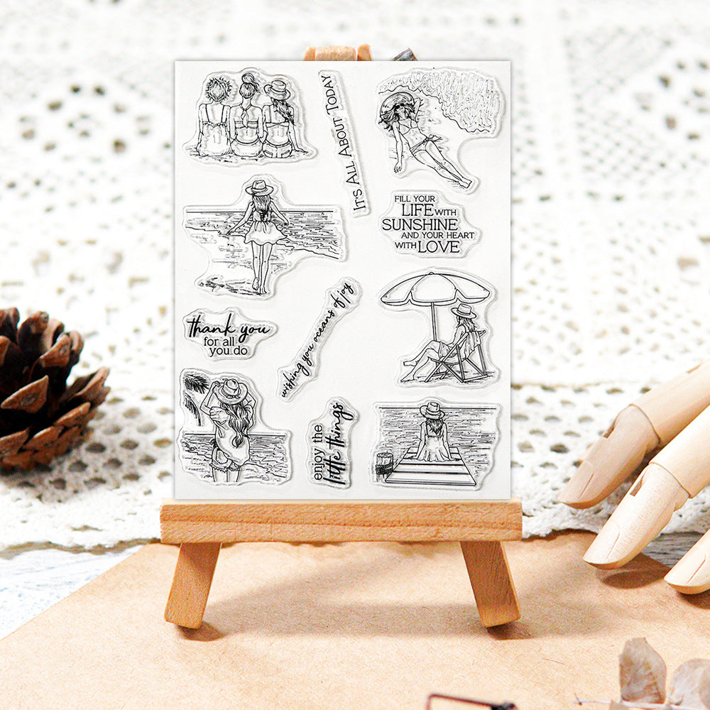 Summer Beach Girl Clear Stamps