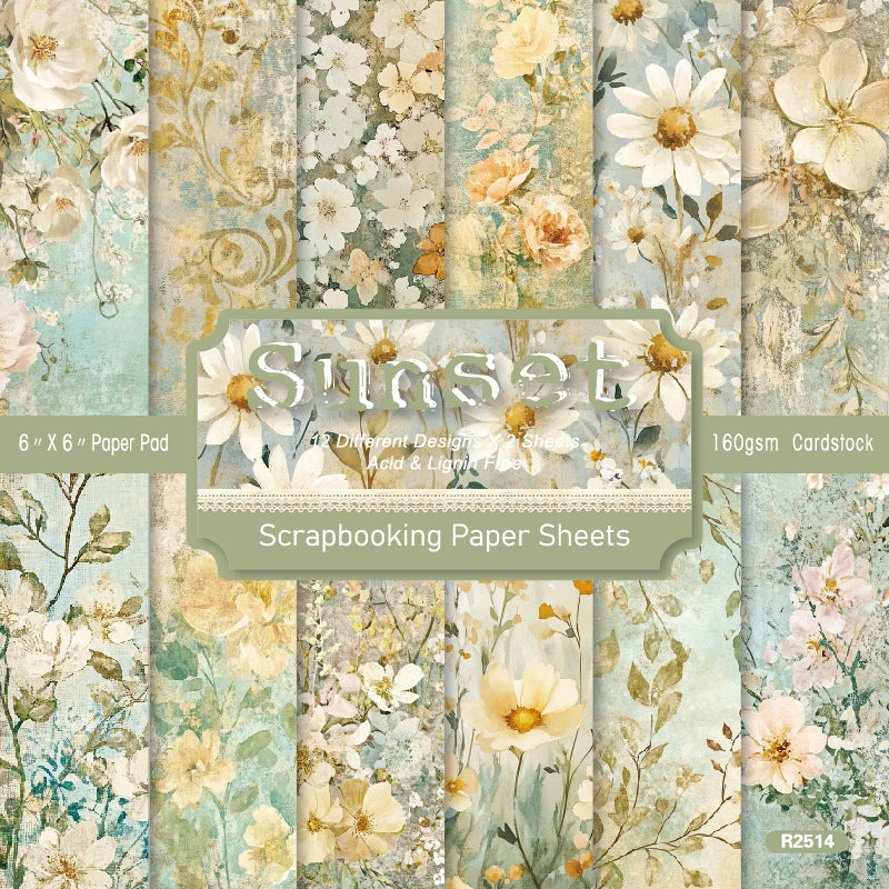 24PCS 6" Sunset Scrapbook Paper & Cardstock
