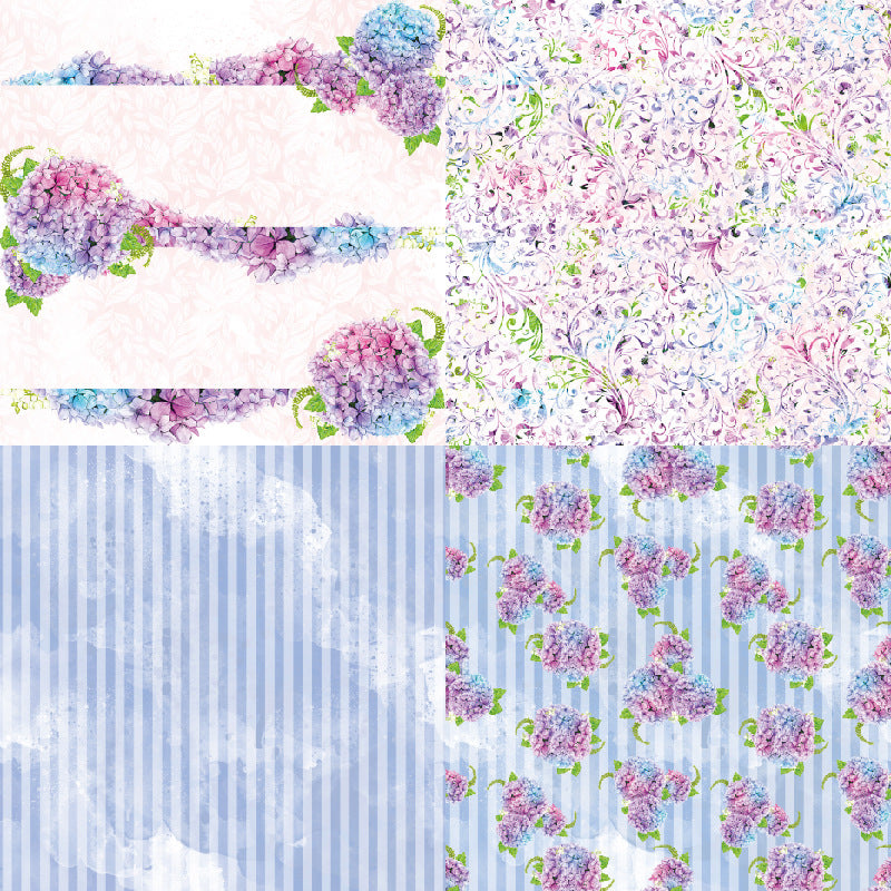 24PCS 6" Hydrangea Love Scrapbook Paper & Cardstock