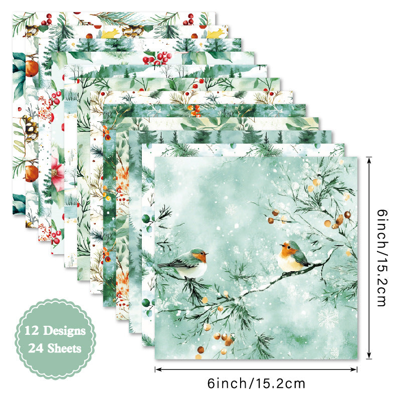 24PCS 6" Snow Laden Bough Scrapbook Paper & Cardstock