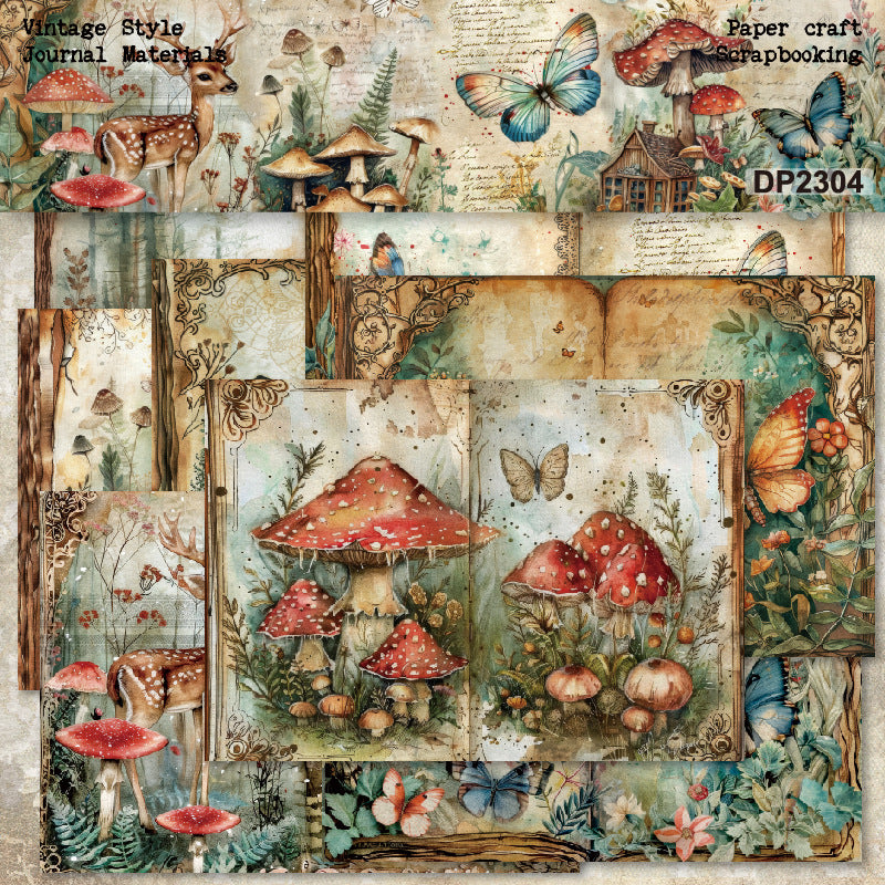A5 Mushroom Planner Scrapbooking Paper
