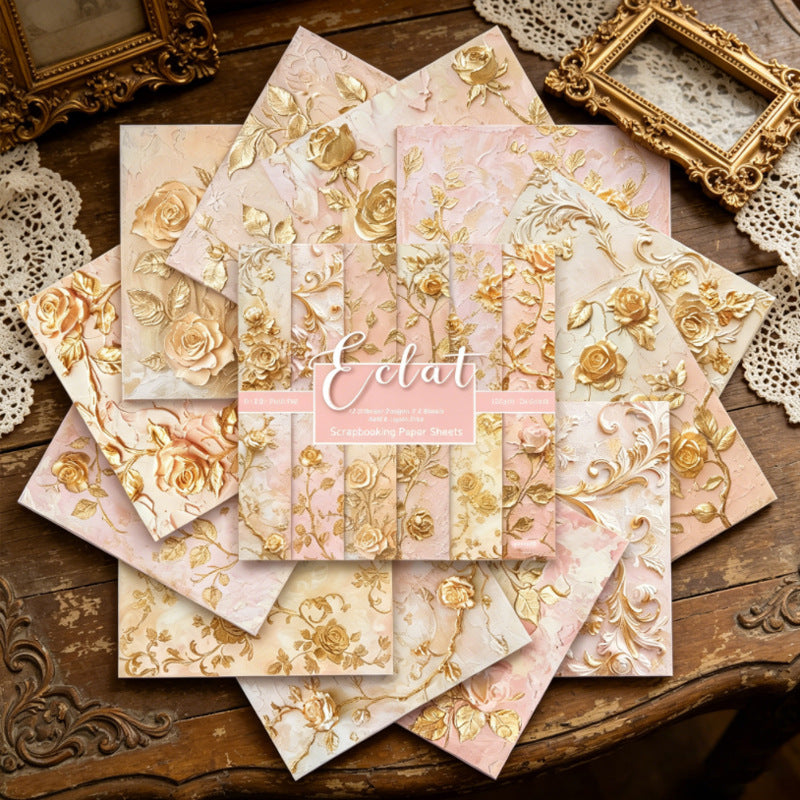 24PCS 6" Gold Floral Scrapbook Paper & Cardstock
