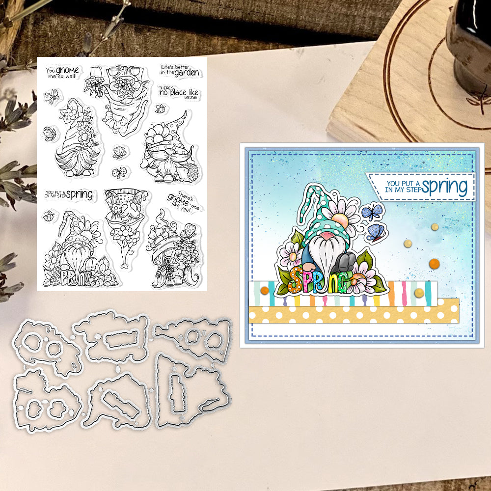 Spring Cute Gnome Dies & Stamps Set