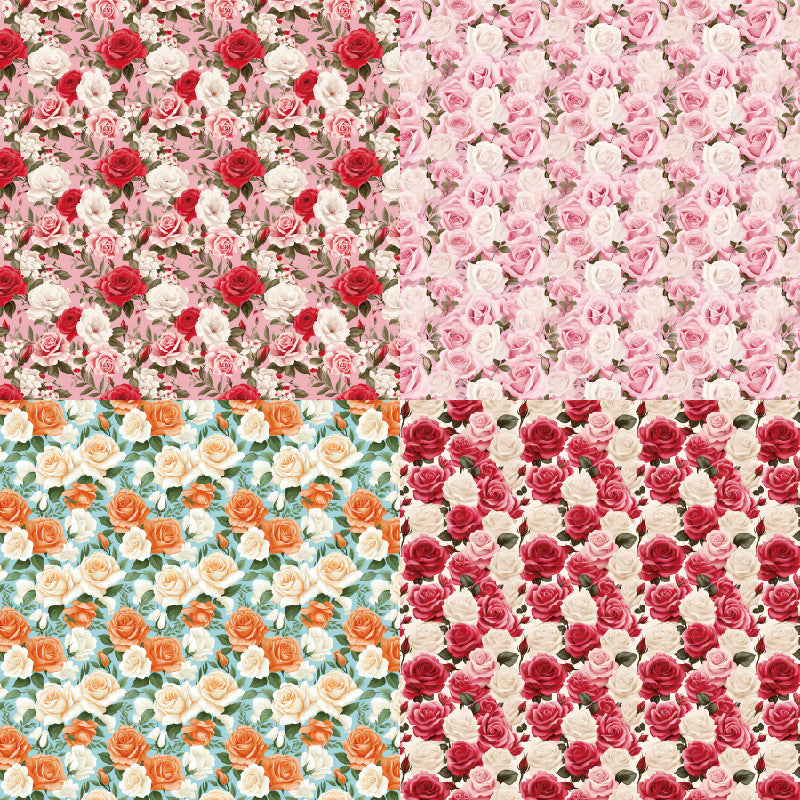 24PCS 6" Roses Scrapbook Paper & Cardstock