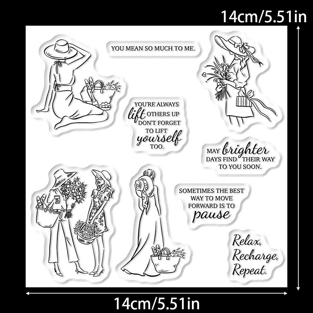 Women On Vacation Clear Stamps