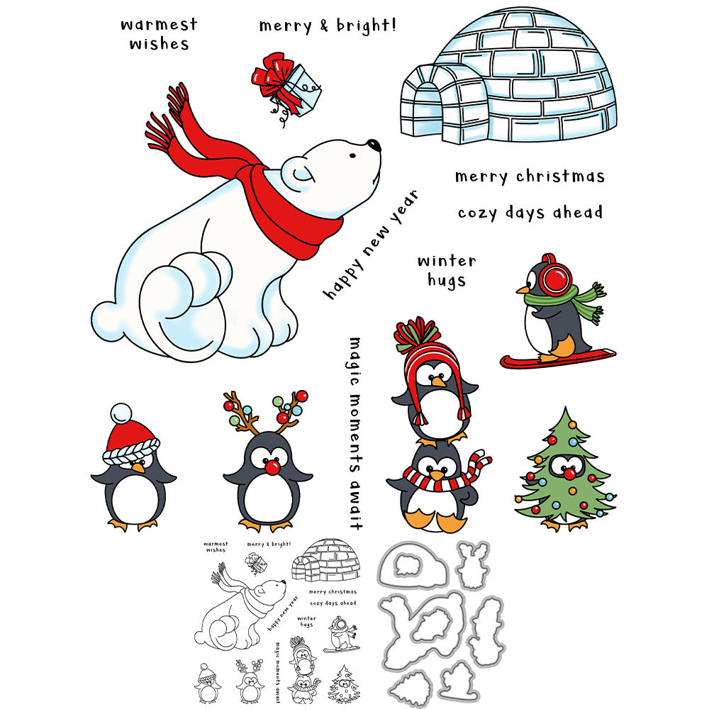 Polar Bears and Penguins Dies & Stamps Set