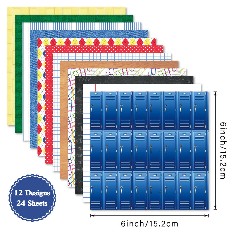 24PCS 6" School Allure Scrapbook Paper & Cardstock