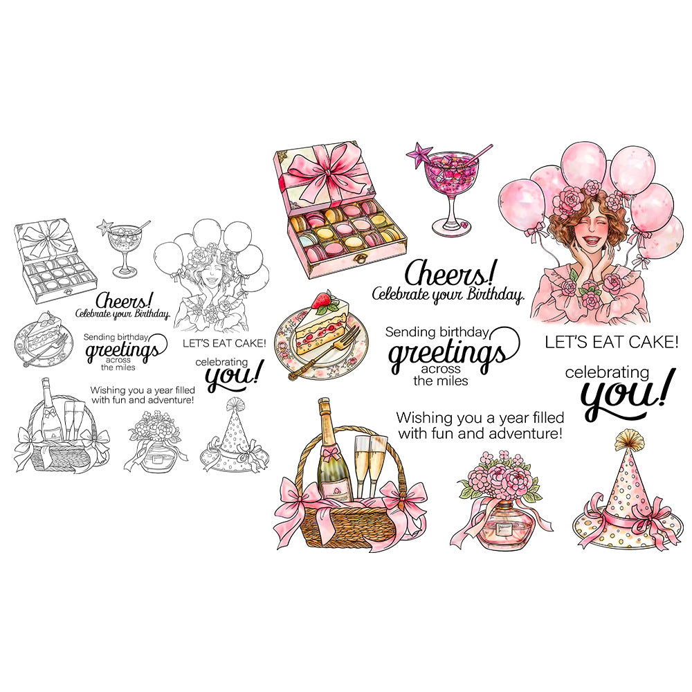 Girls Party Theme Dies & Stamps Set