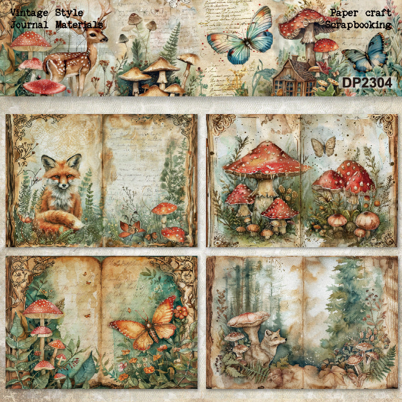 A5 Mushroom Planner Scrapbooking Paper