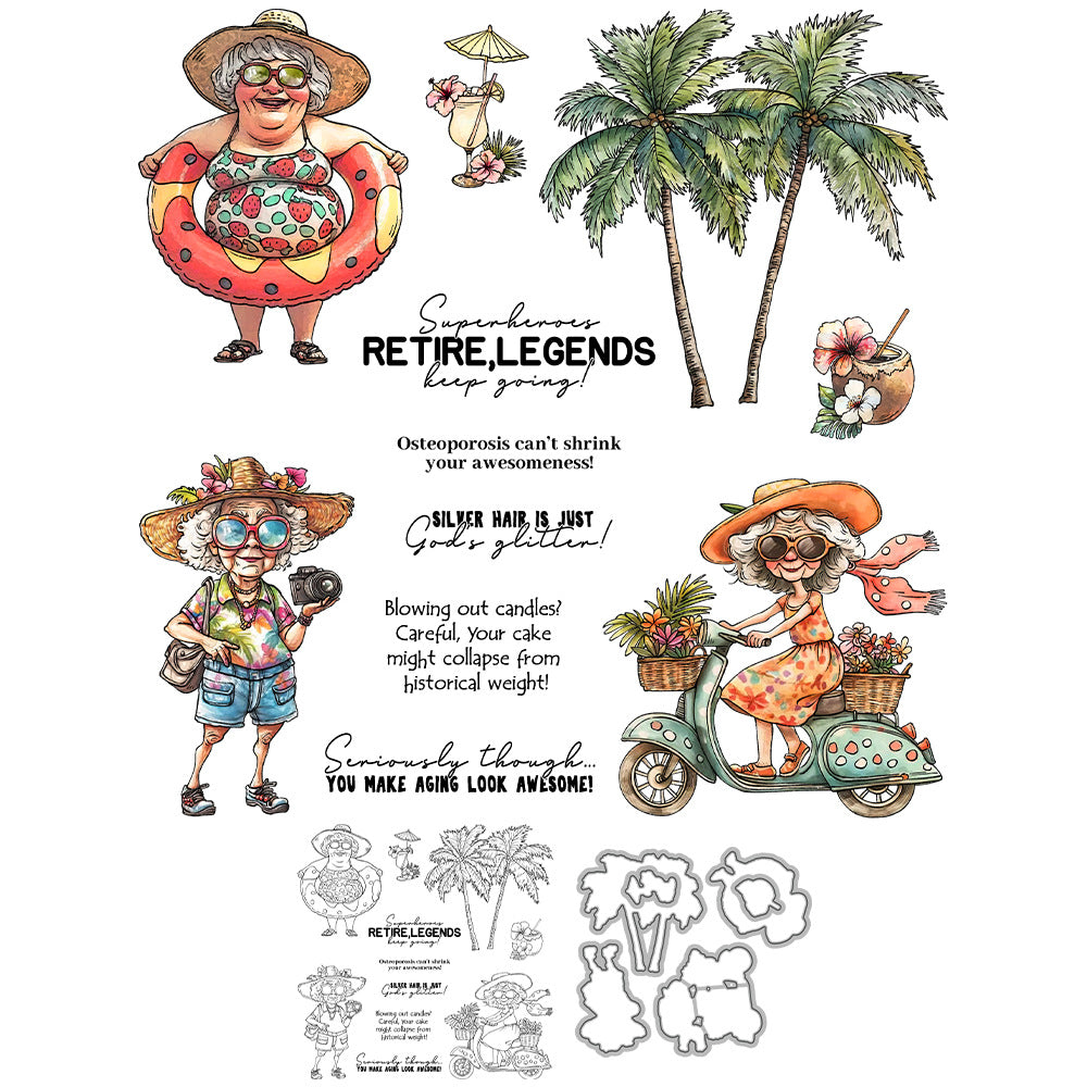 Grandma's Beach Vacation Dies & Stamps Set