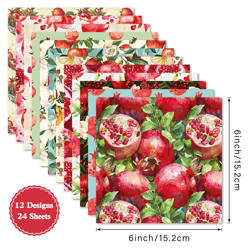 24PCS 6" Fruity Scrapbook Paper & Cardstock