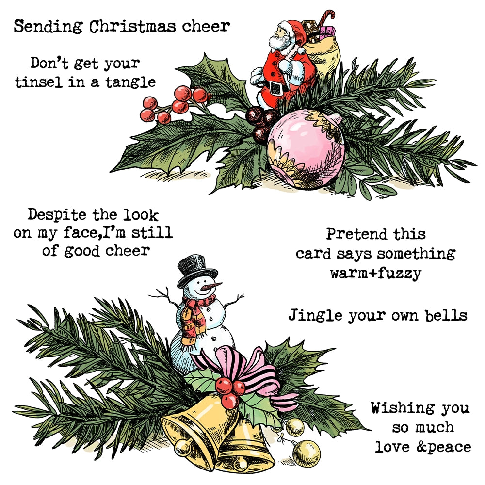 Santa Claus Snowman Pine Leaves Dies & Stamps Set