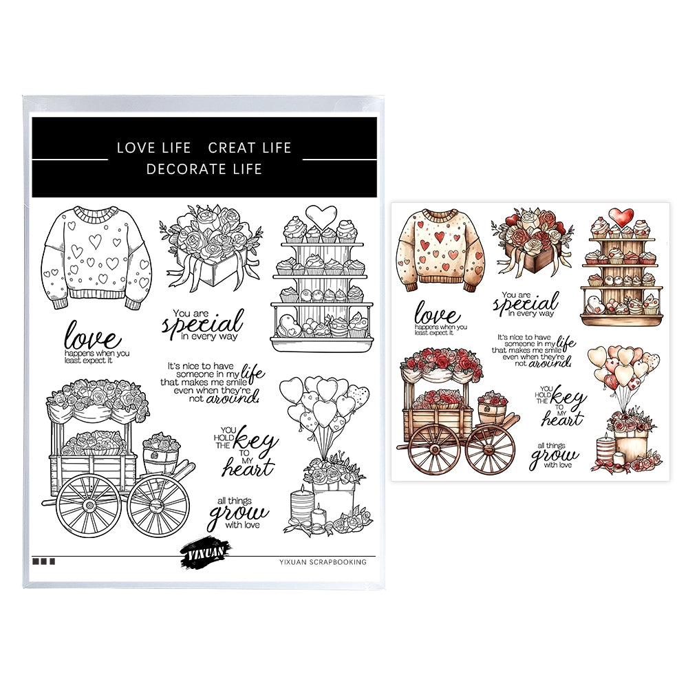 Valentine's Day Roses and Cake Clear Stamps