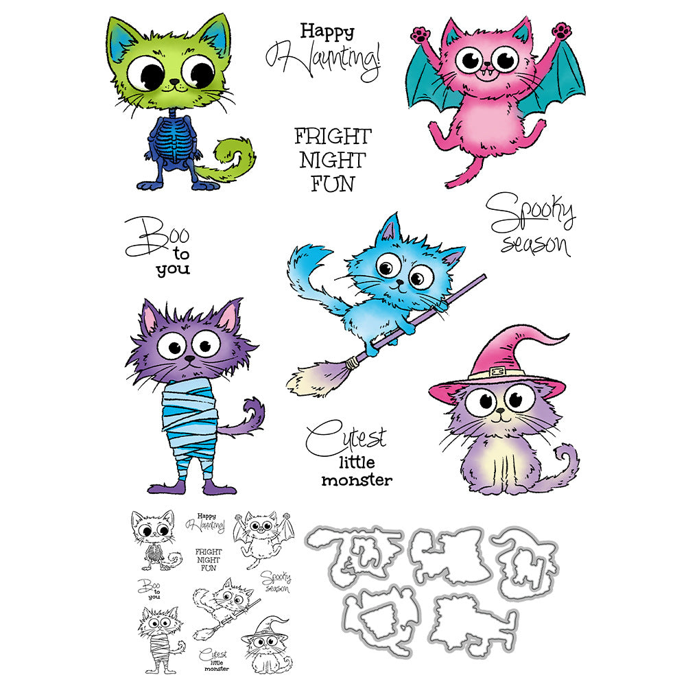 Halloween Cute Cats Dies & Stamps Set