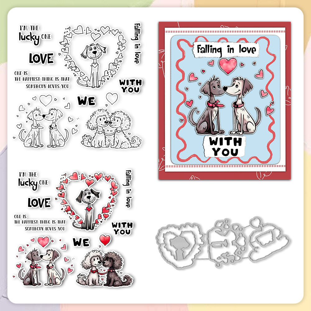 Valentine's Day Cute Puppy Dies & Stamps Set