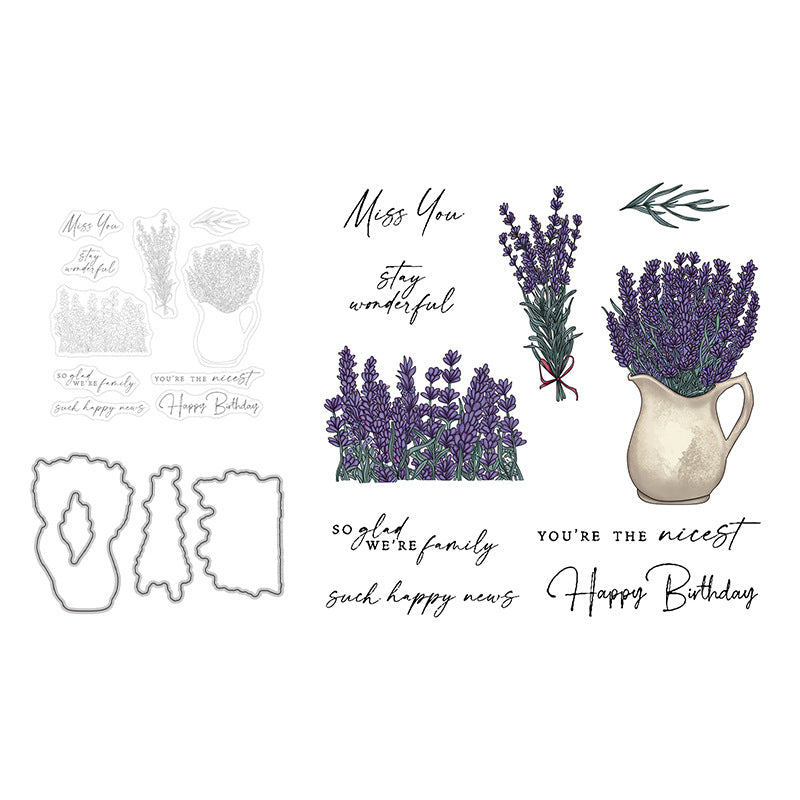 Beautiful Lavender Dies & Stamps Set
