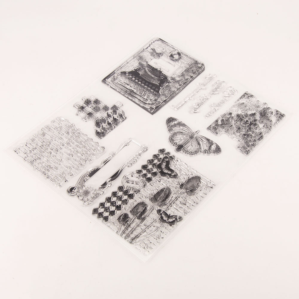 Typewriter Handwriting Background Clear Stamps