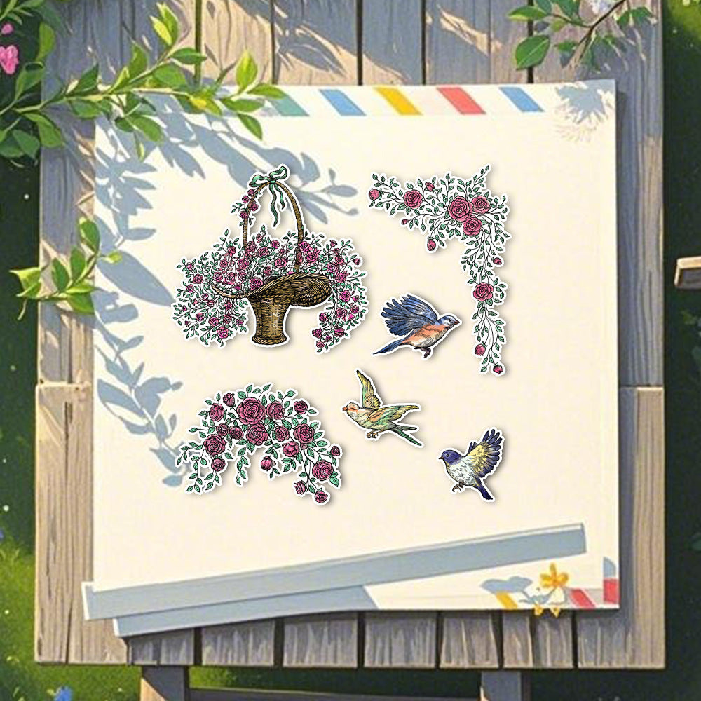 Flower Basket and Birds Dies & Stamps Set