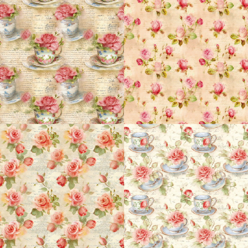24PCS 6" Cup Of Flower Scrapbook Paper & Cardstock