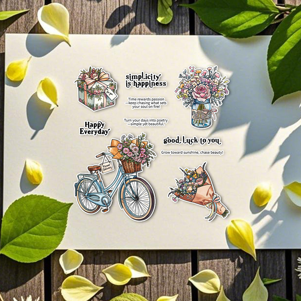 Flower Bicycle Clear Stamps