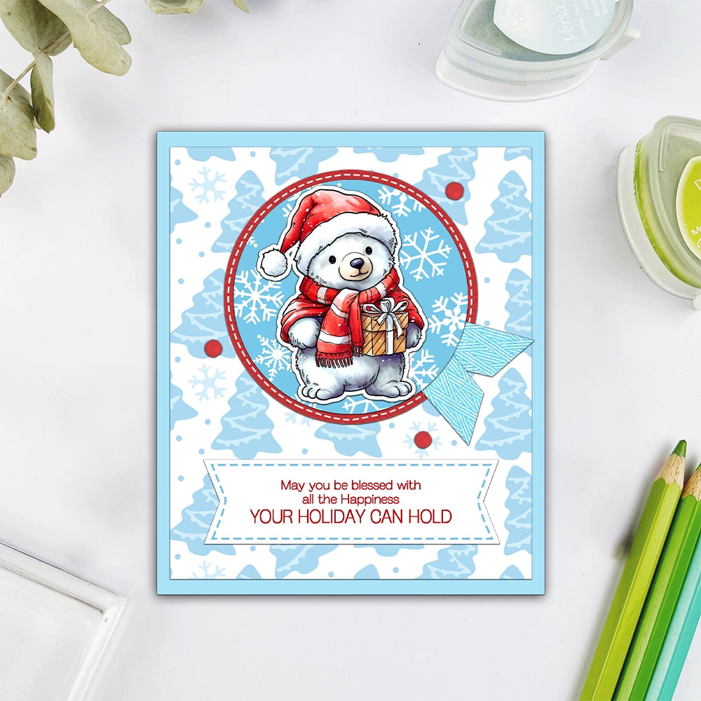 Cute Polar Bear Christmas Gift Dies & Stamps Set