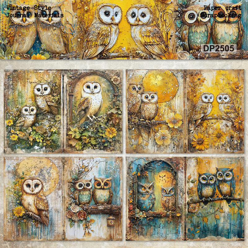 A5 Retro Owls Journal Scrapbook Paper