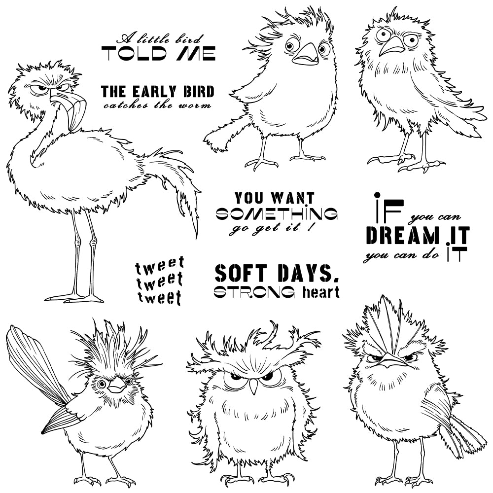 Various Personality Birds Dies & Stamps Set