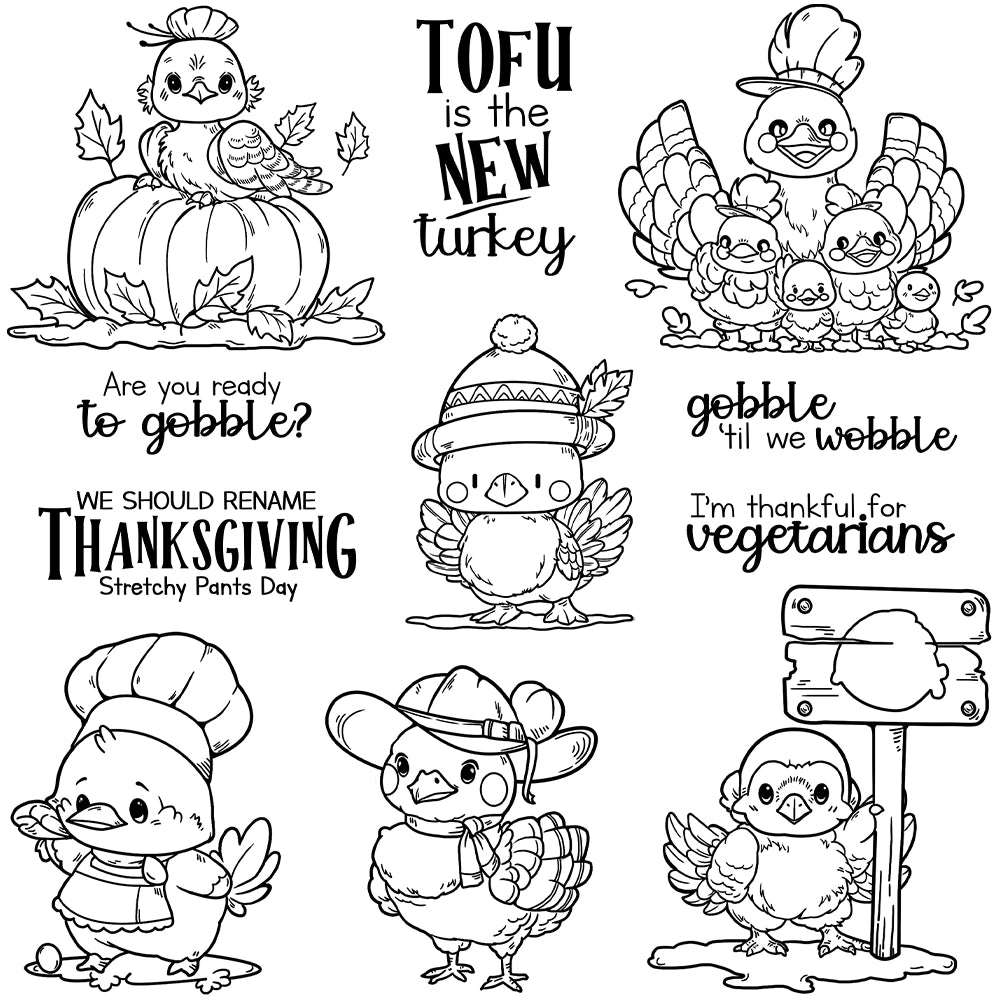 Thanksgiving Cute Turkey Dies & Stamps Set