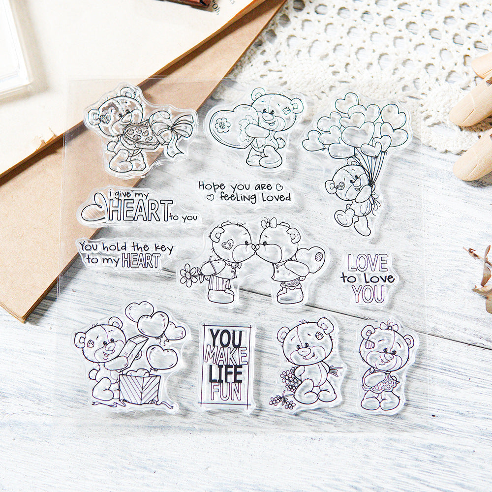 Valentine's Day Teddy Bear Clear Stamps